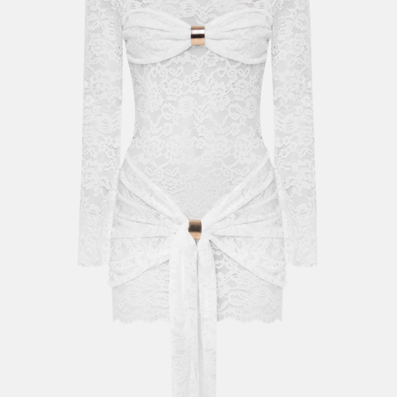 Dantel Drapeli Yaka Mini Elbise