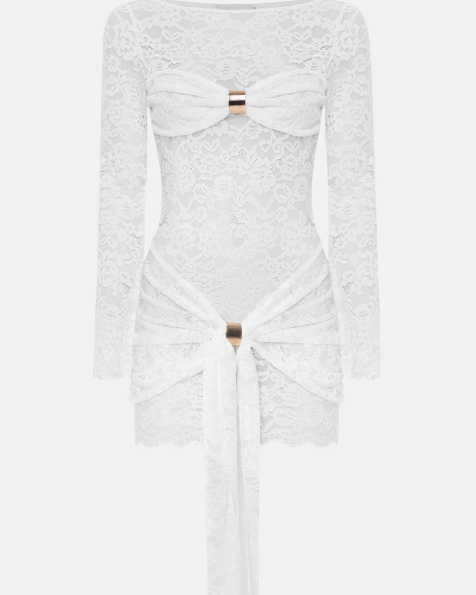 Dantel Drapeli Yaka Mini Elbise