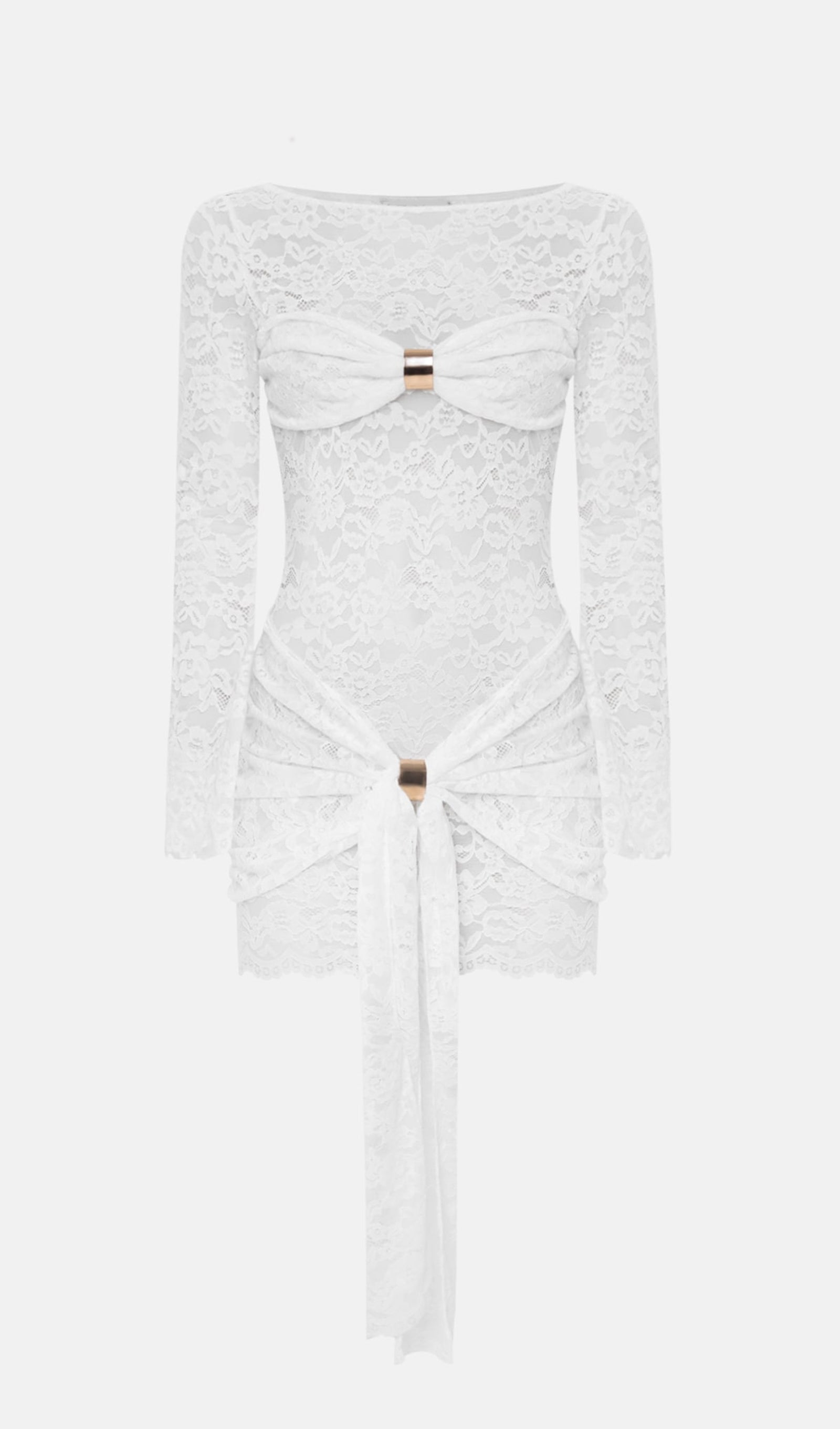 Dantel Drapeli Yaka Mini Elbise