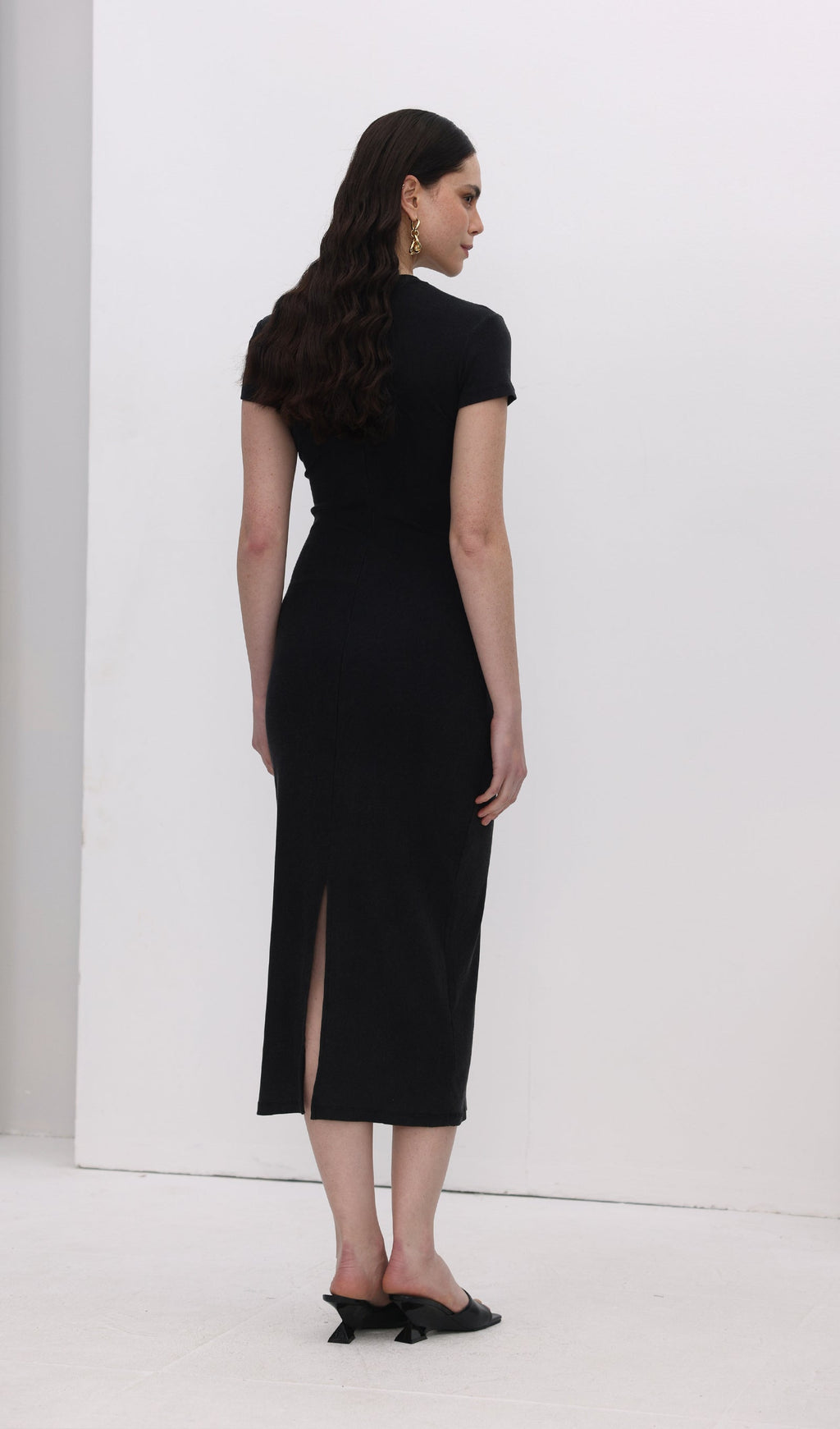 Jersey Vücuda Oturan Midi Elbise