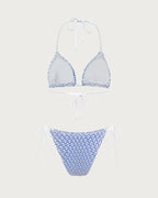 Mavi Geometrik Üçgen İpli Bikini Takımı