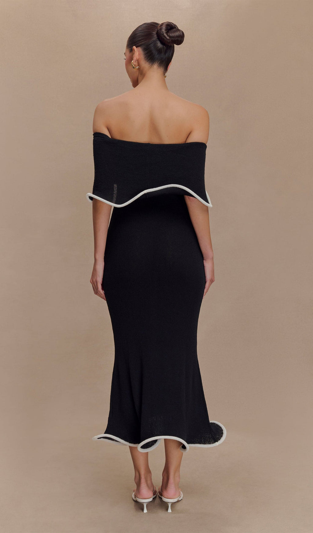 Omuz Açık Örgü Midi Elbise