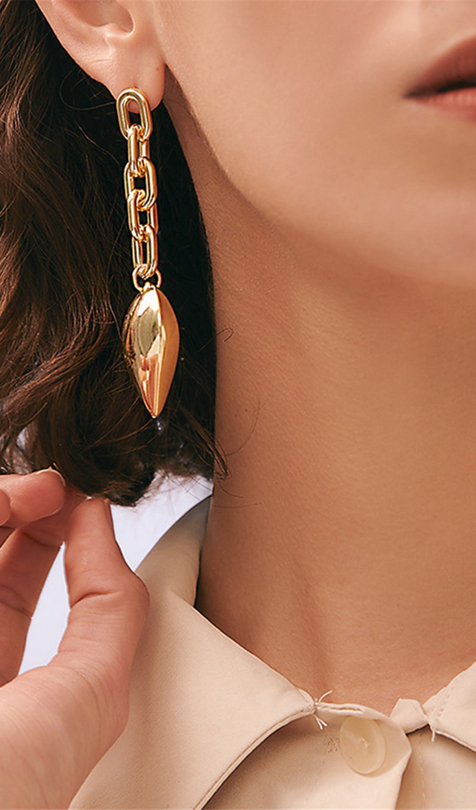 Zincir Kalp Sallantılı Damla Küpeler