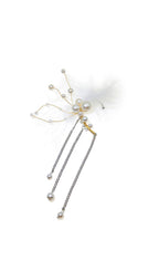 Tüy İnci Tırmanıcı Püskül Manşet Tek Küpe