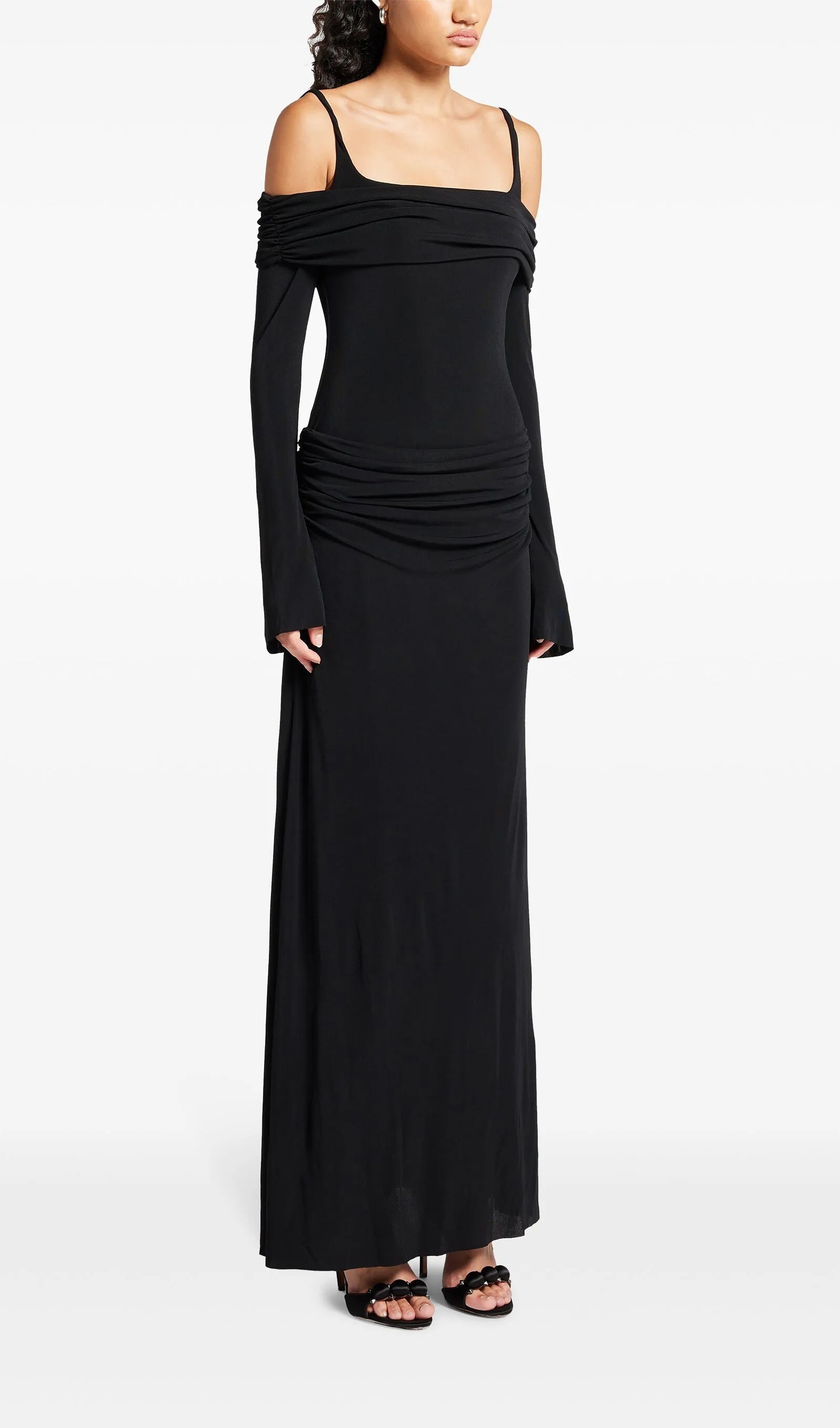 Omuz Açık Slip Uzun Elbise