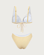 Sarı Ekose Üçgen Bikini Takımı