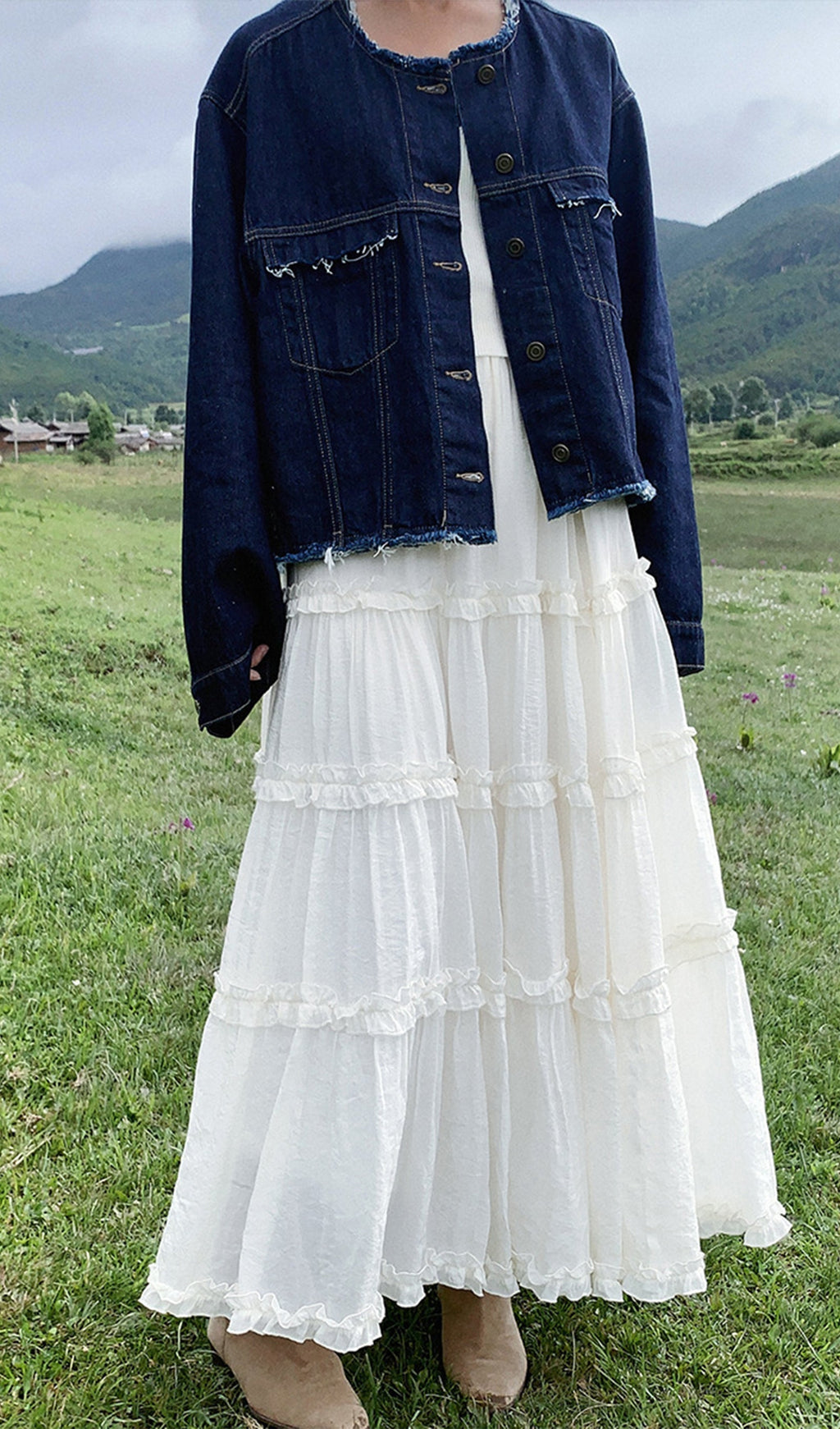 Düz Fırfırlı Uzun Etek