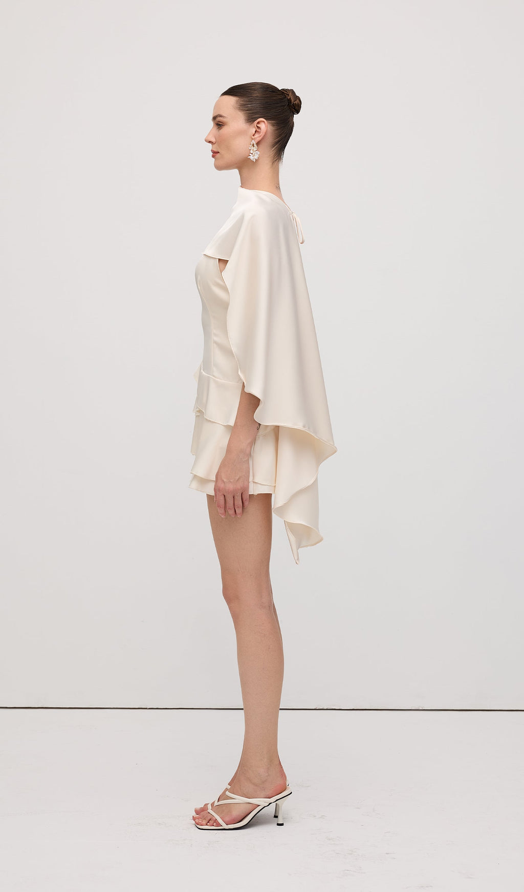 Saten Pelerin İki Parça Mini Elbise