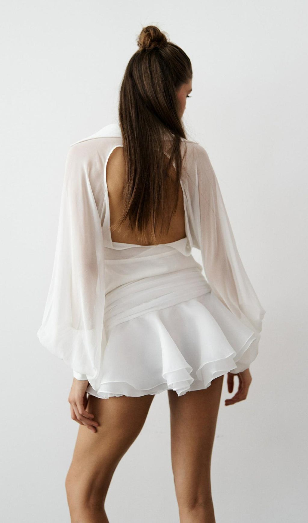 Düz Fener Kollu Mini Elbise