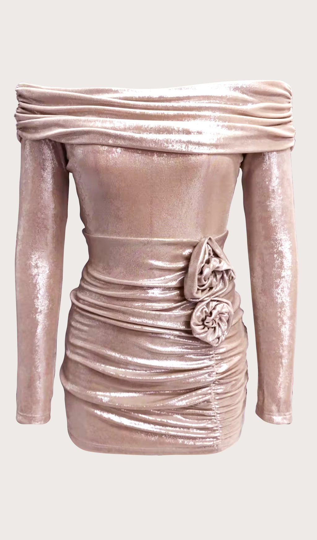 Omuz Açık Uzun Kollu Mini Elbise