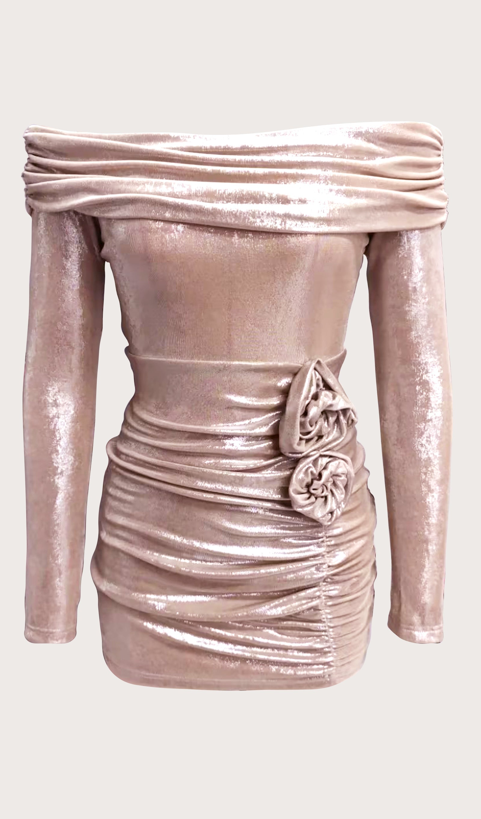 Omuz Açık Uzun Kollu Mini Elbise