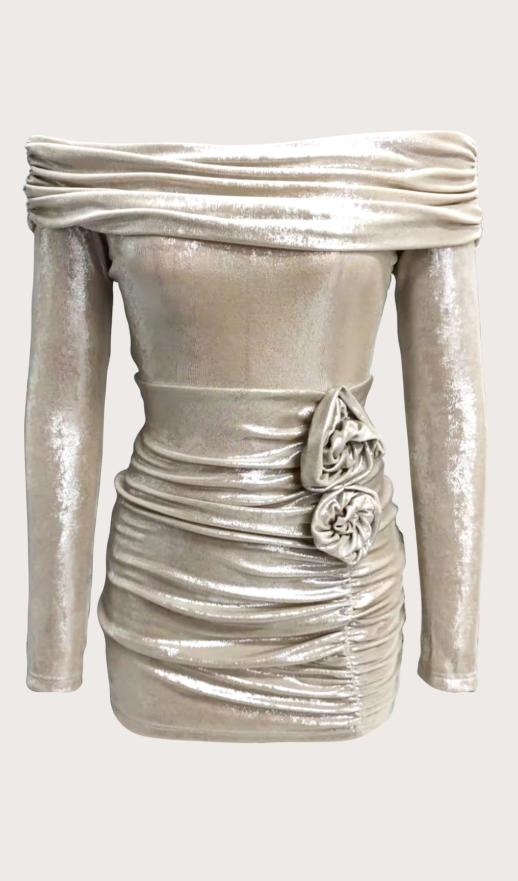 Omuz Açık Uzun Kollu Mini Elbise