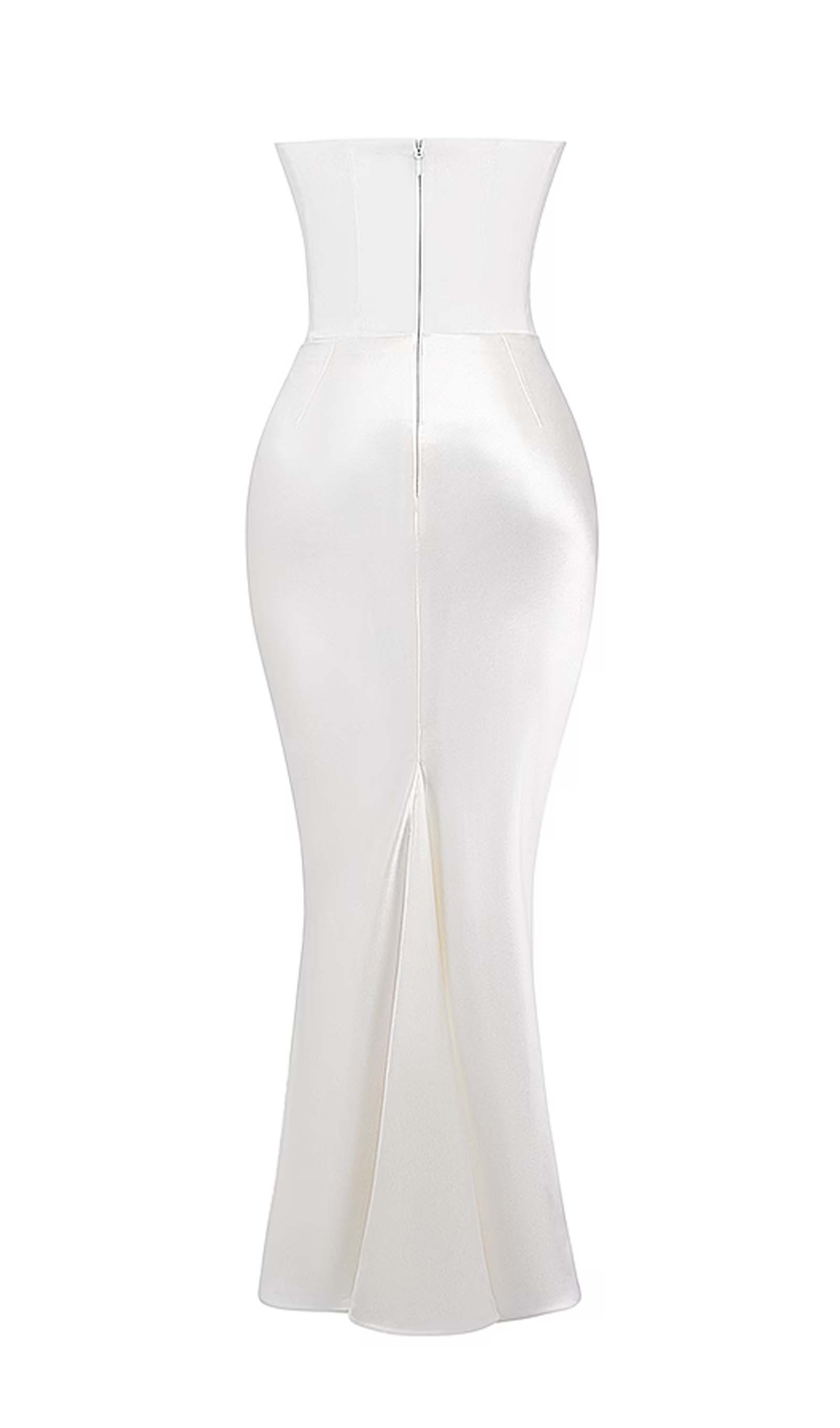 Omuz Açık Saten Uzun Elbise