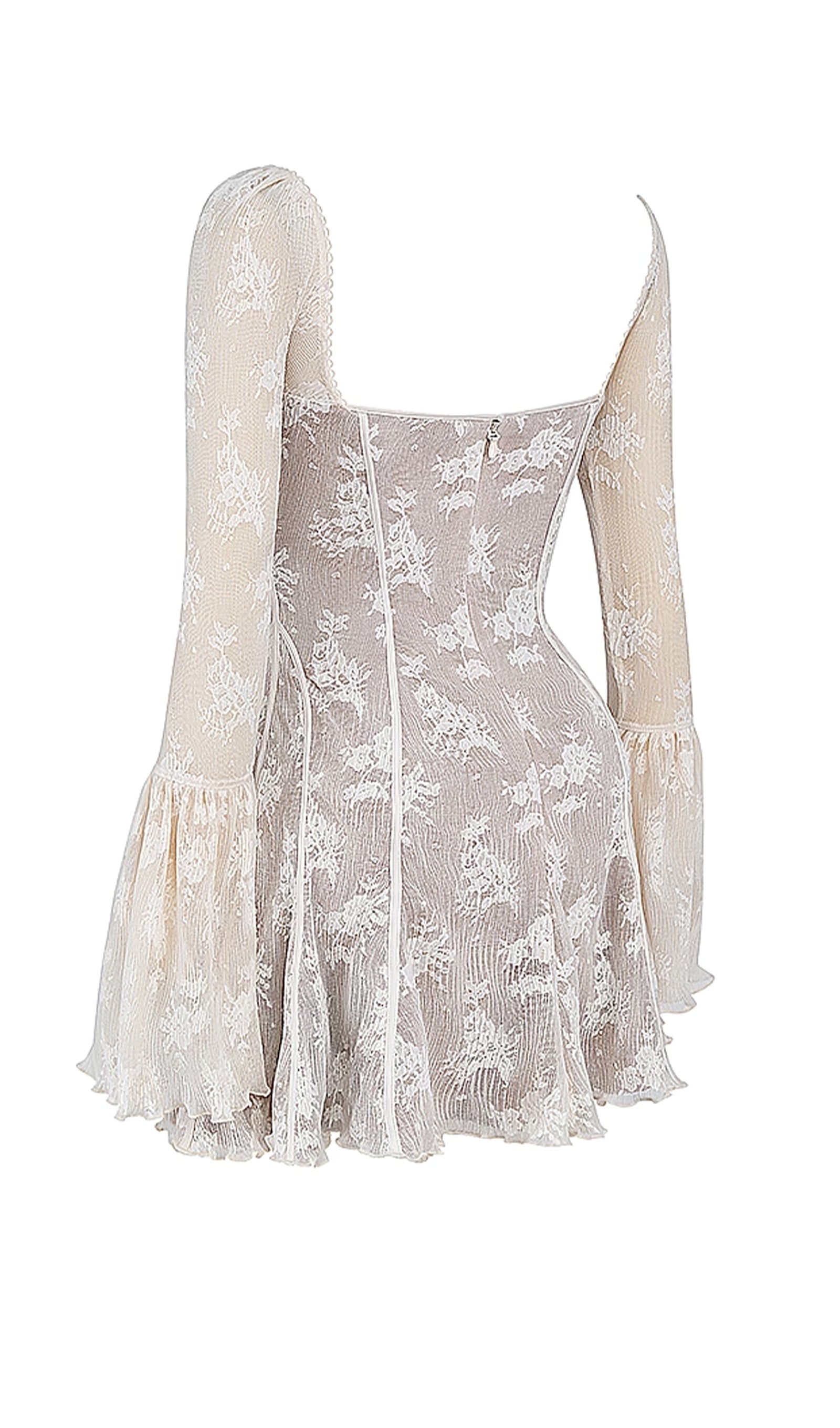 Kavita Fildişi Dantel Mini Elbise