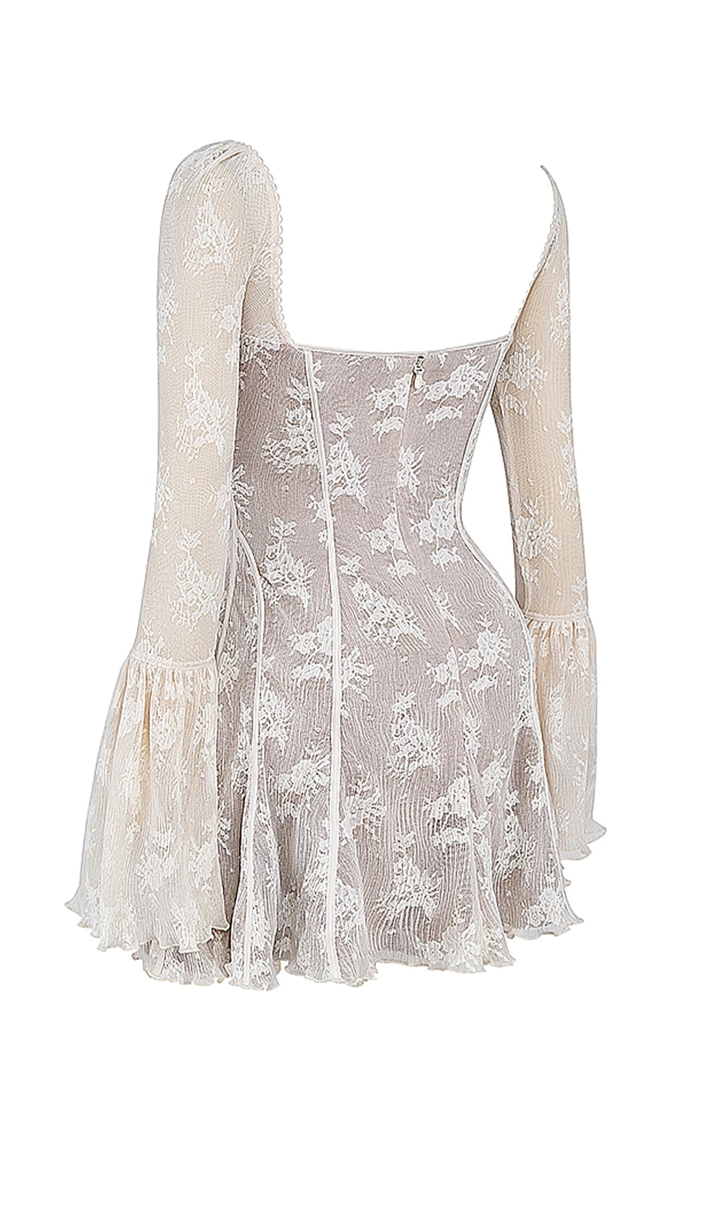 Trendy Kavita Fildişi Dantel Mini Elbise