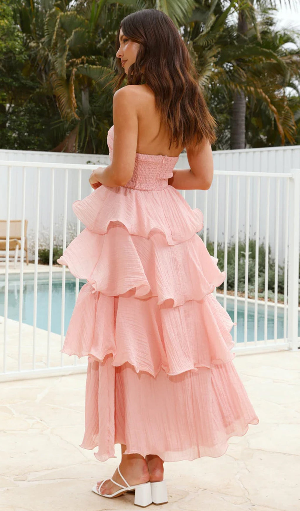 Askısız Katmanlı Midi Elbise