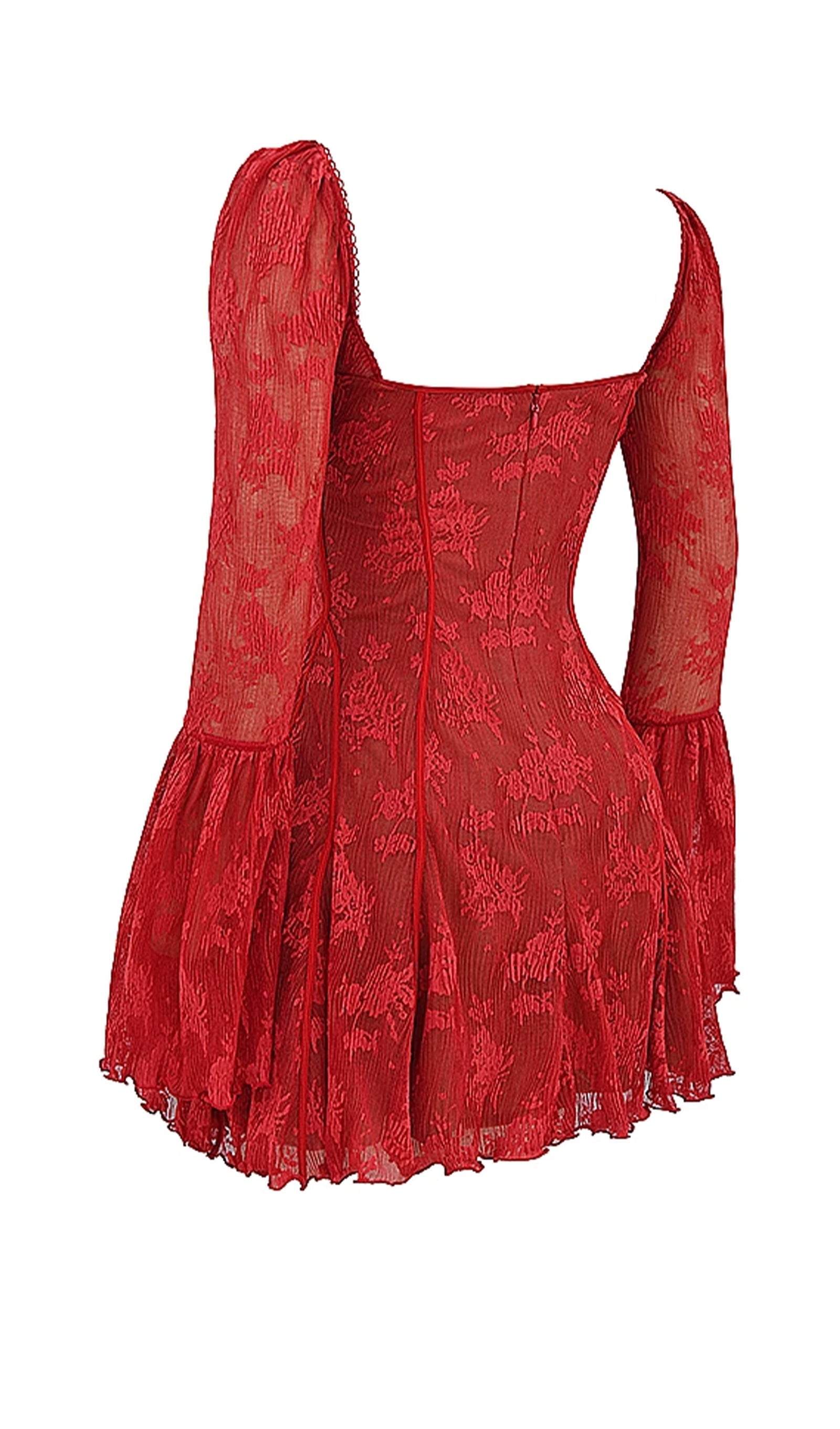 Kavita Kırmızı Dantel Mini Elbise