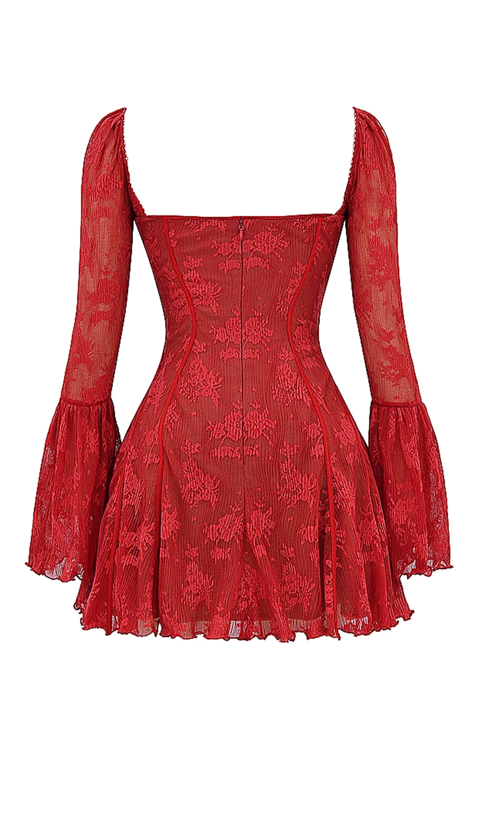 Kavita Kırmızı Dantel Mini Elbise