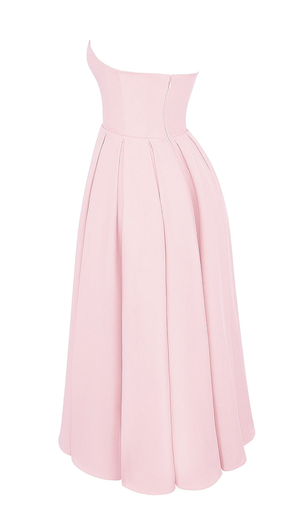 Pembe Straplez Korseli Midi Elbise