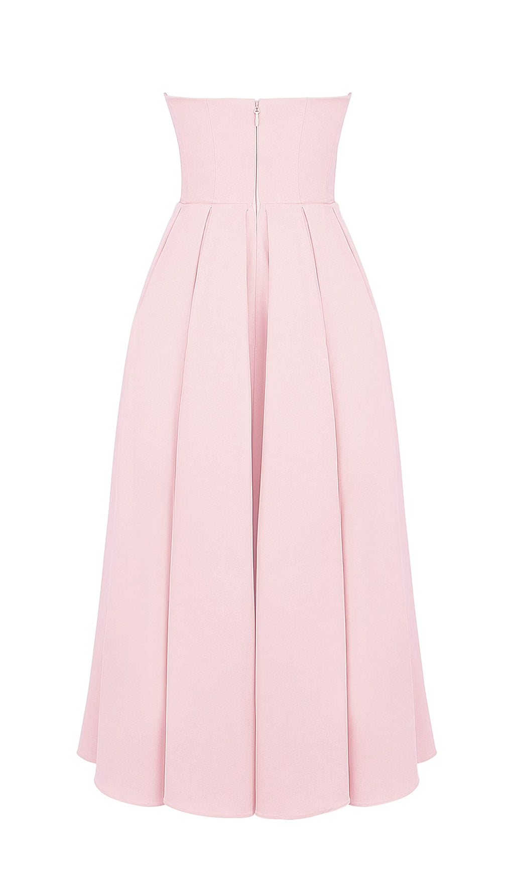 Pembe Straplez Korseli Midi Elbise