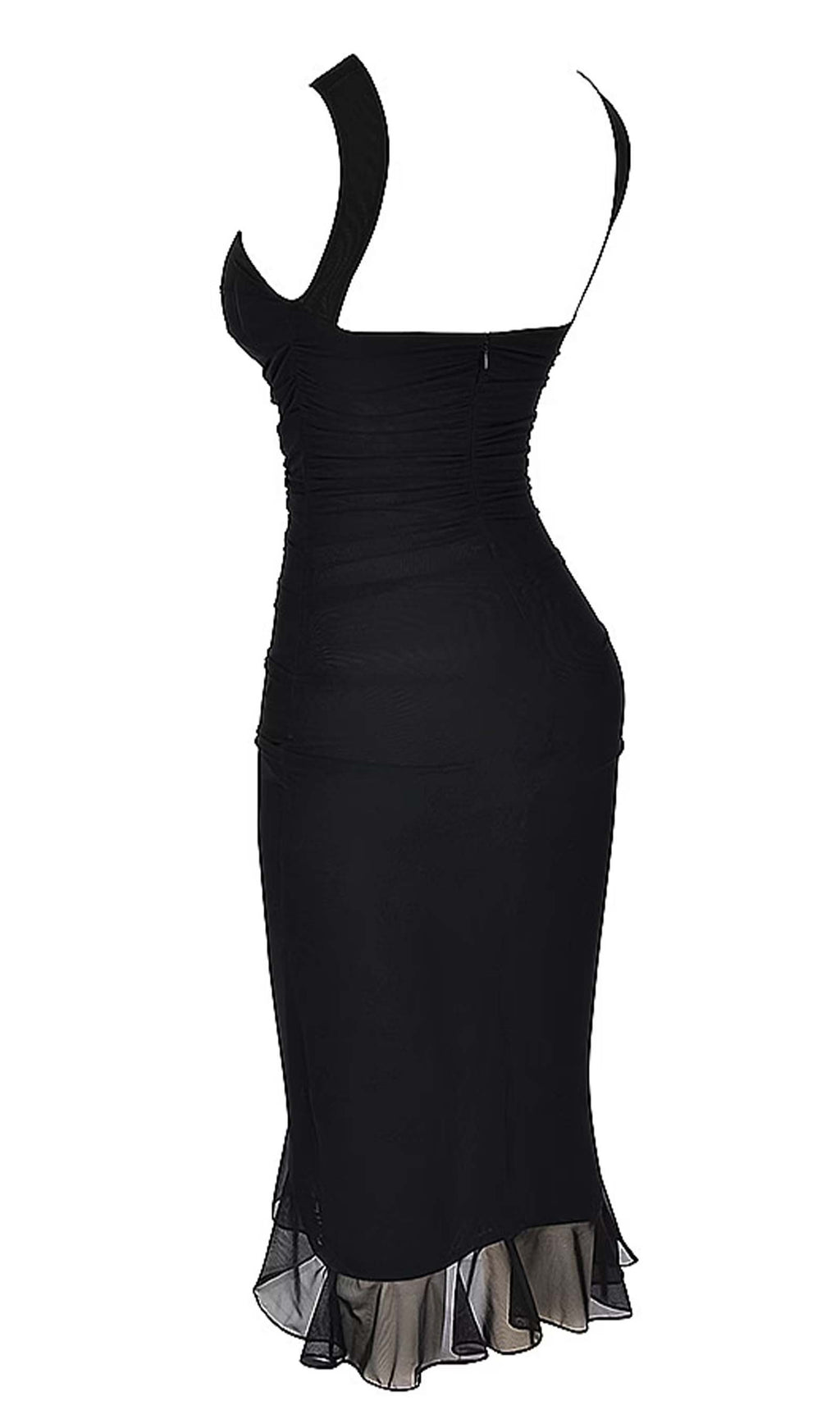 File Kolsuz Volanlı Midi Elbise