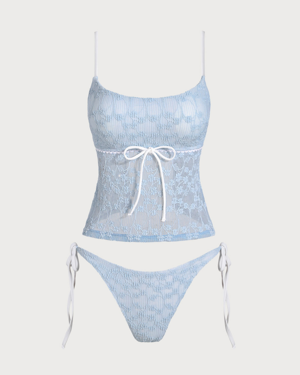 Mavi Dantelli Kontrast Tankini Mayo