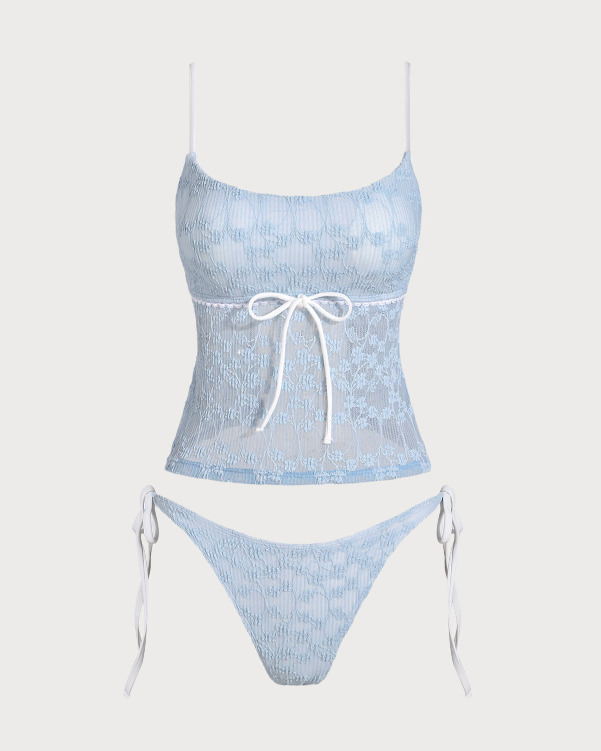 Mavi Dantelli Kontrast Tankini Mayo