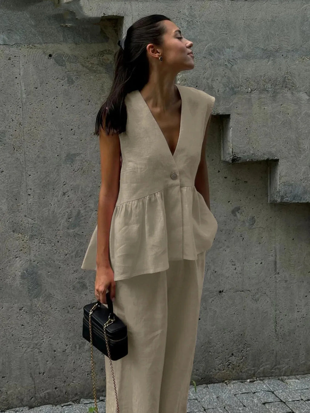 Veyra | V Yaka Yelek & Pantolon Takım