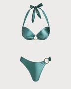 Yeşil O-Ringli Halter Bikini Takımı