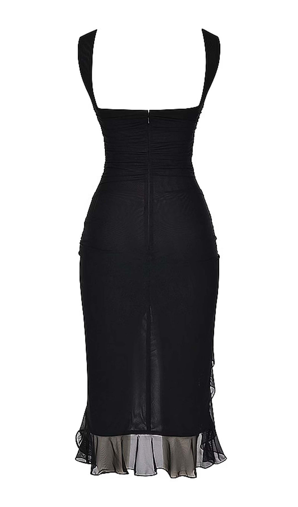 File Kolsuz Volanlı Midi Elbise