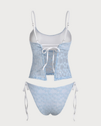 Mavi Dantelli Kontrast Tankini Mayo