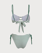 Yeşil Çizgili Balenli Bikini Takımı