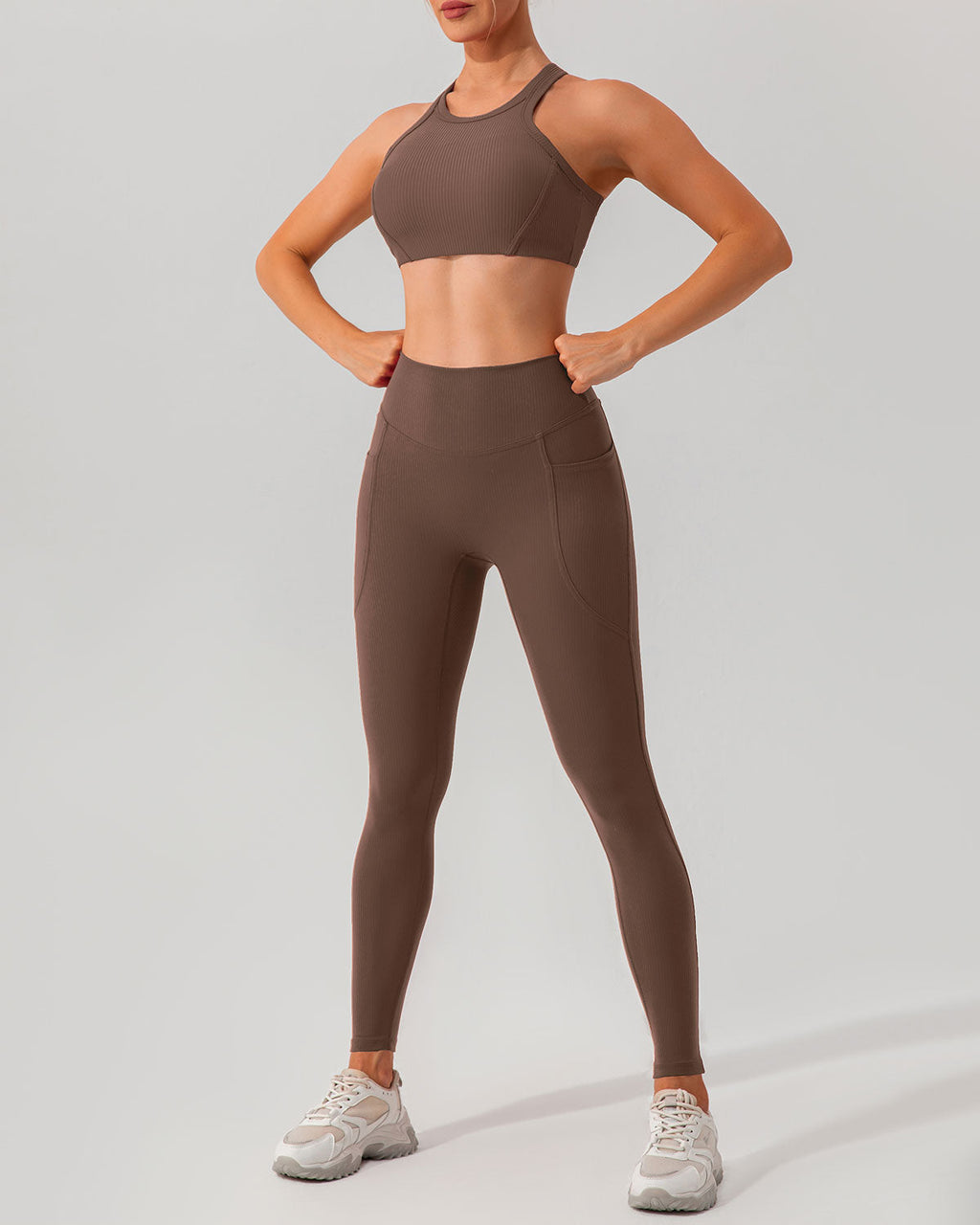 Kahverengi İ-Back Yoga Atlet