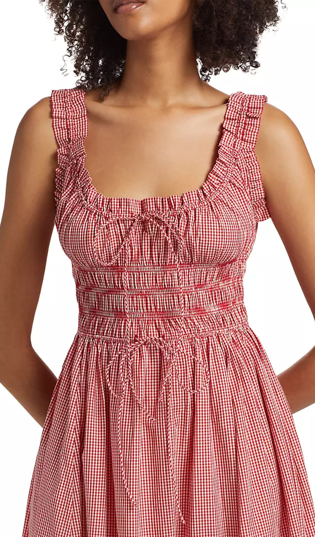 Ruffle Gingham Midi Slip Elbise