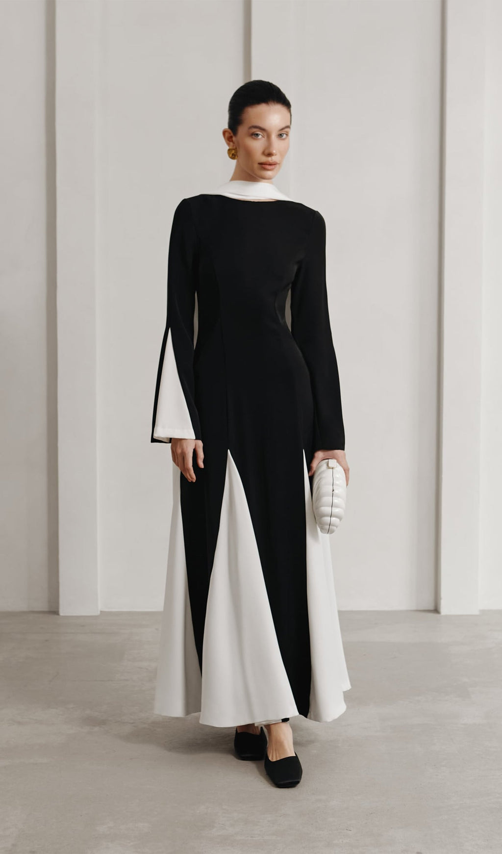 Örme Üçgen Ek Parçalı Uzun Elbise