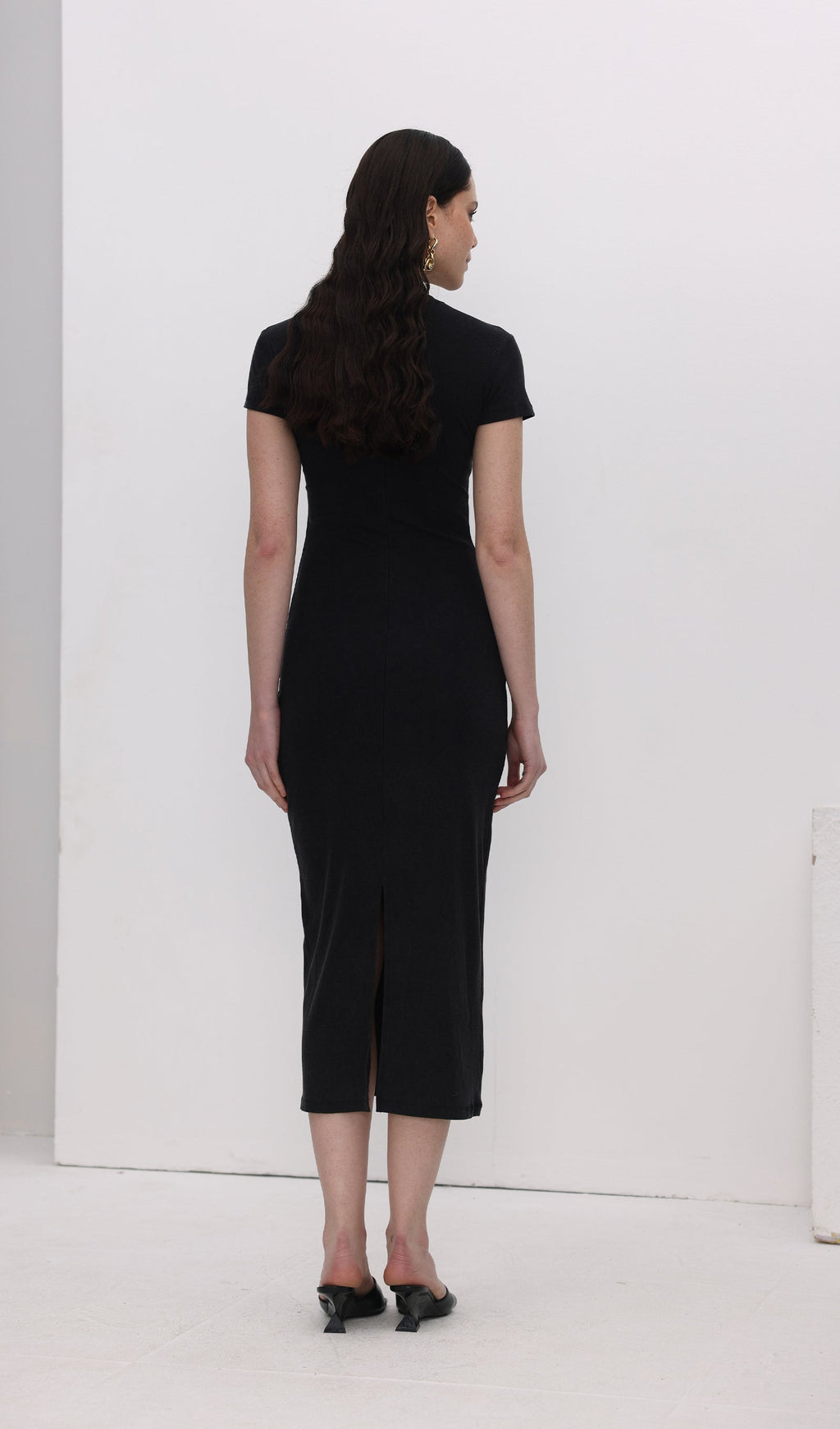 Jersey Vücuda Oturan Midi Elbise