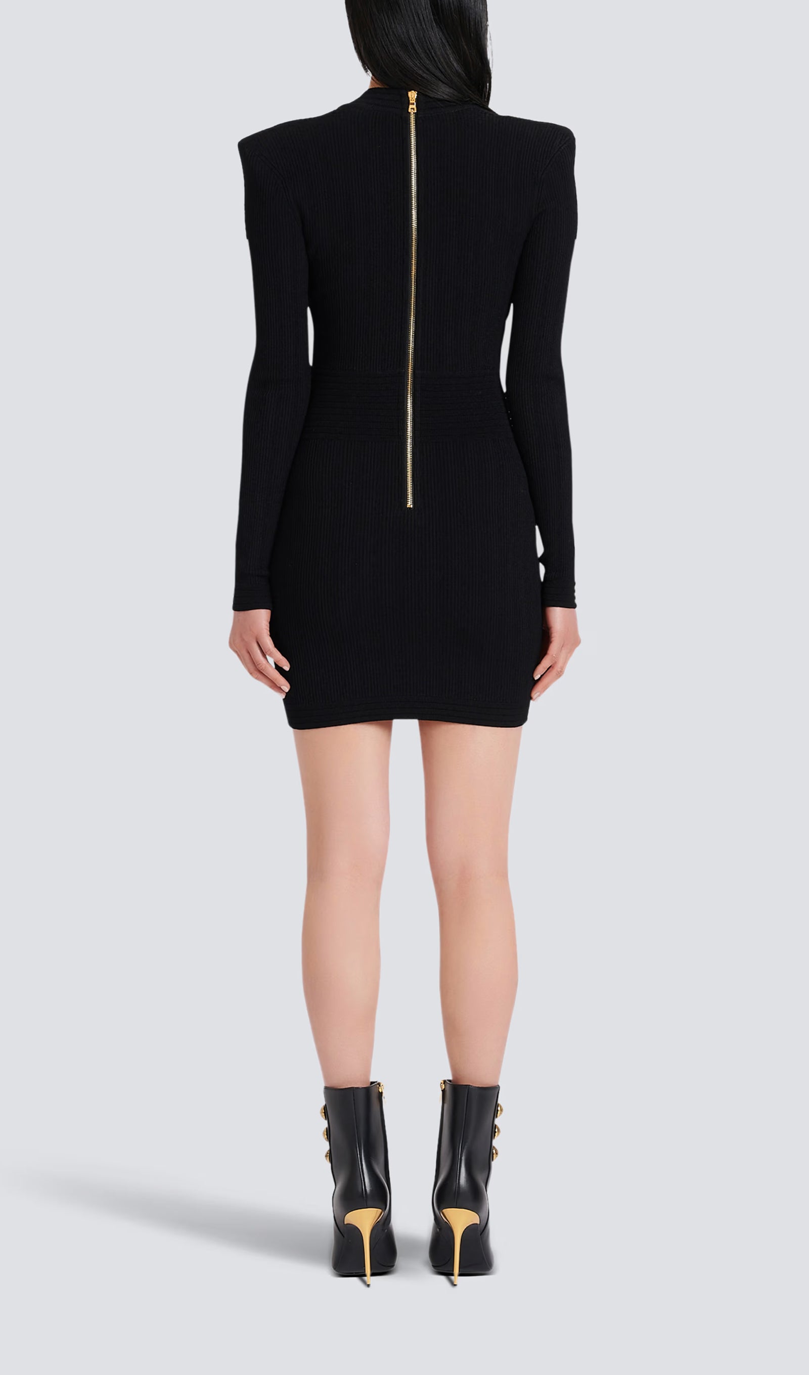 V Yakalı Örme Mini Elbise