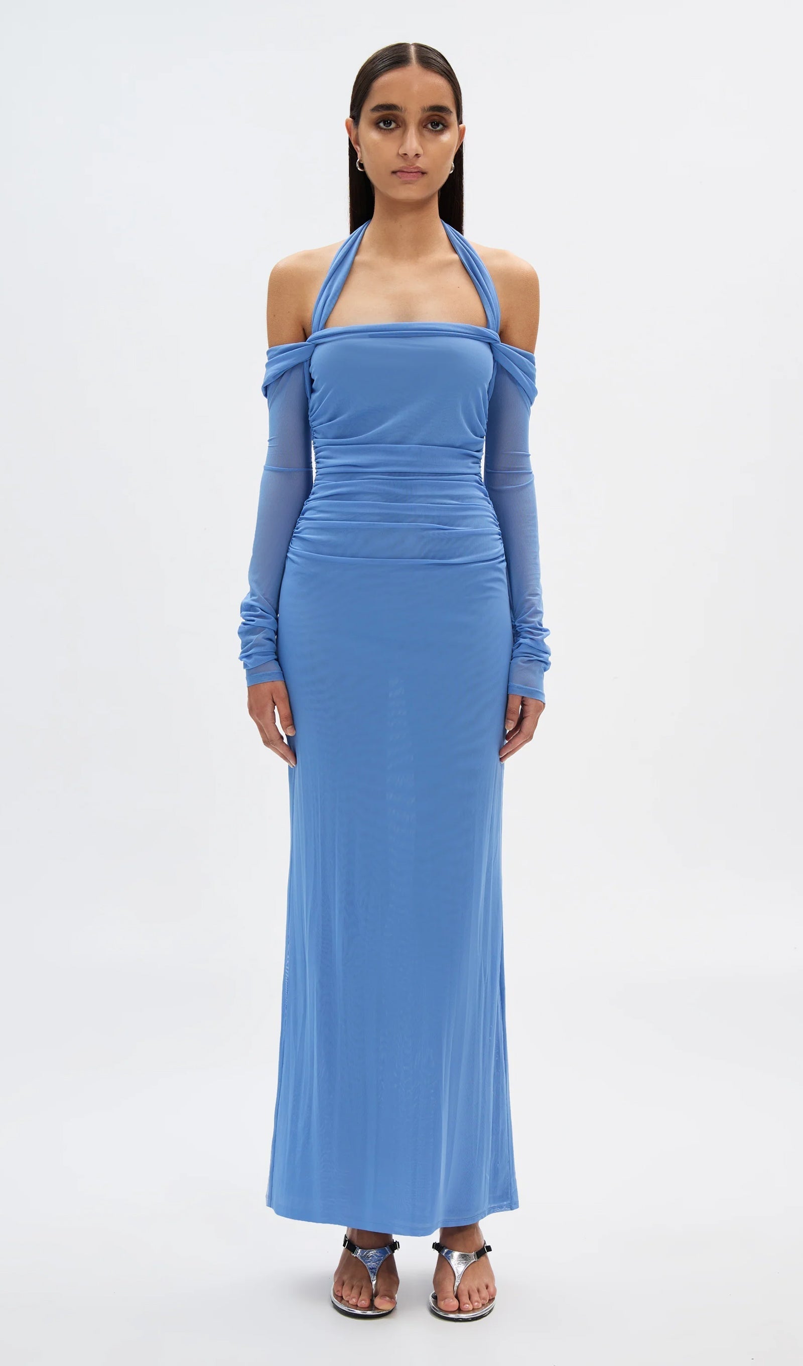 Halter File Uzun Elbise