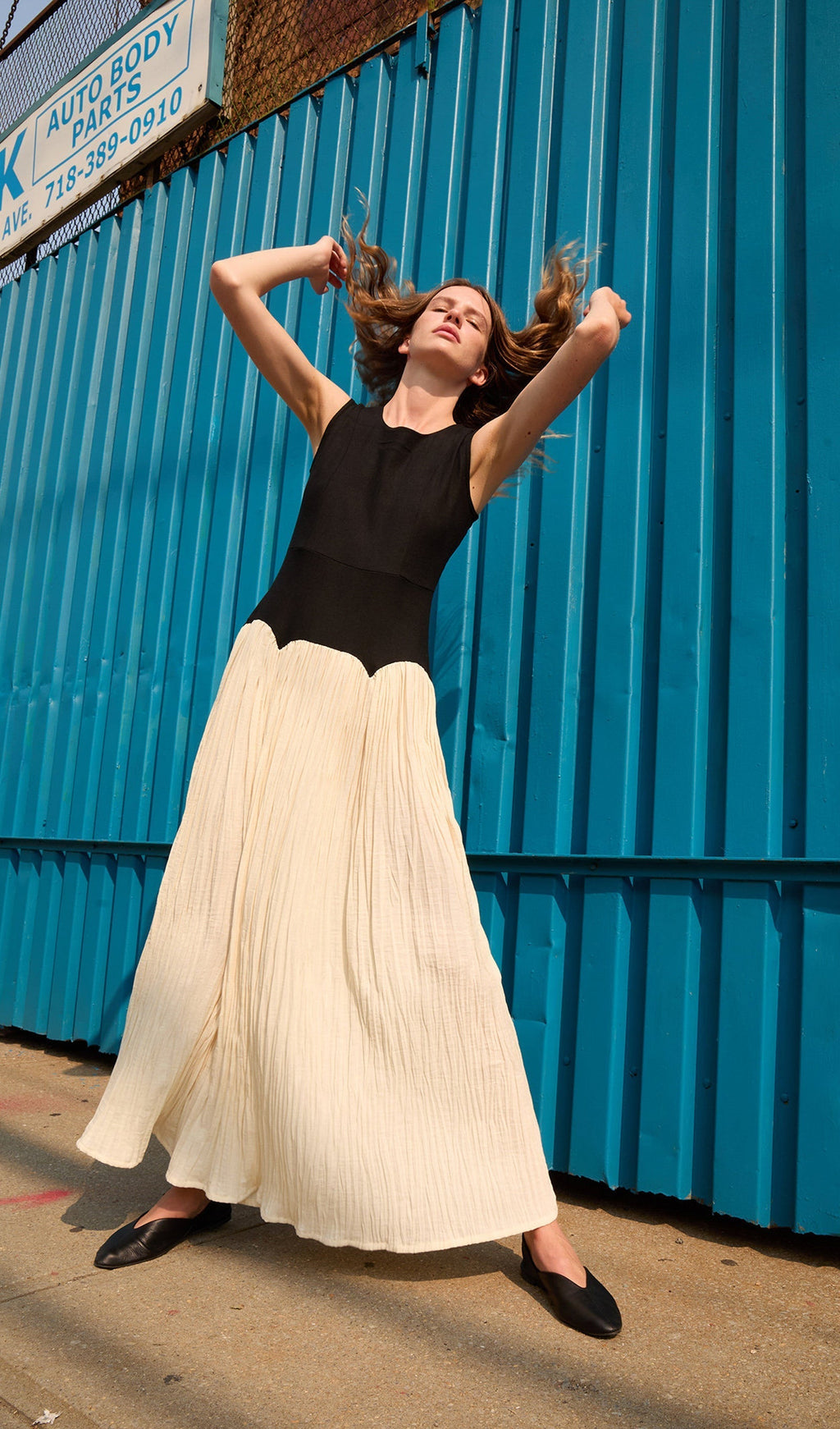 Pileli Keten Midi Elbise