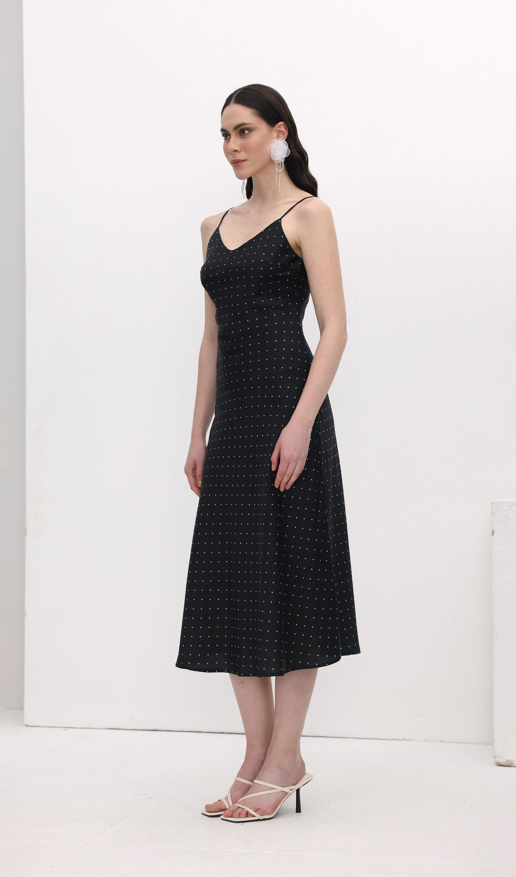Polka Dot Slip Midi Elbise