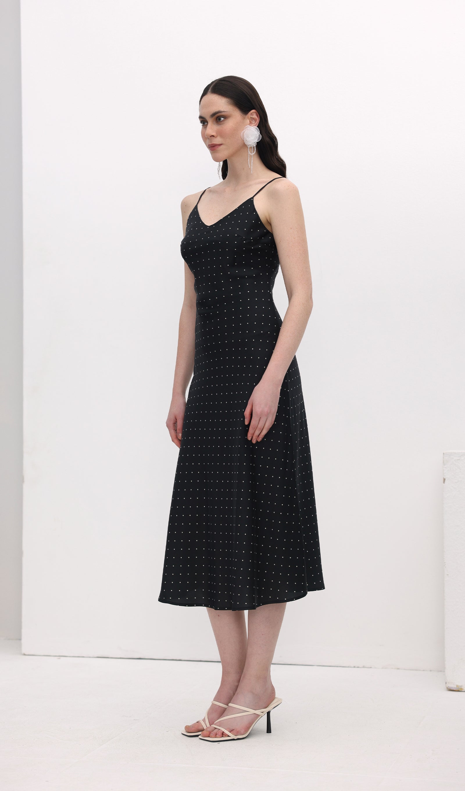 Polka Dot Slip Midi Elbise
