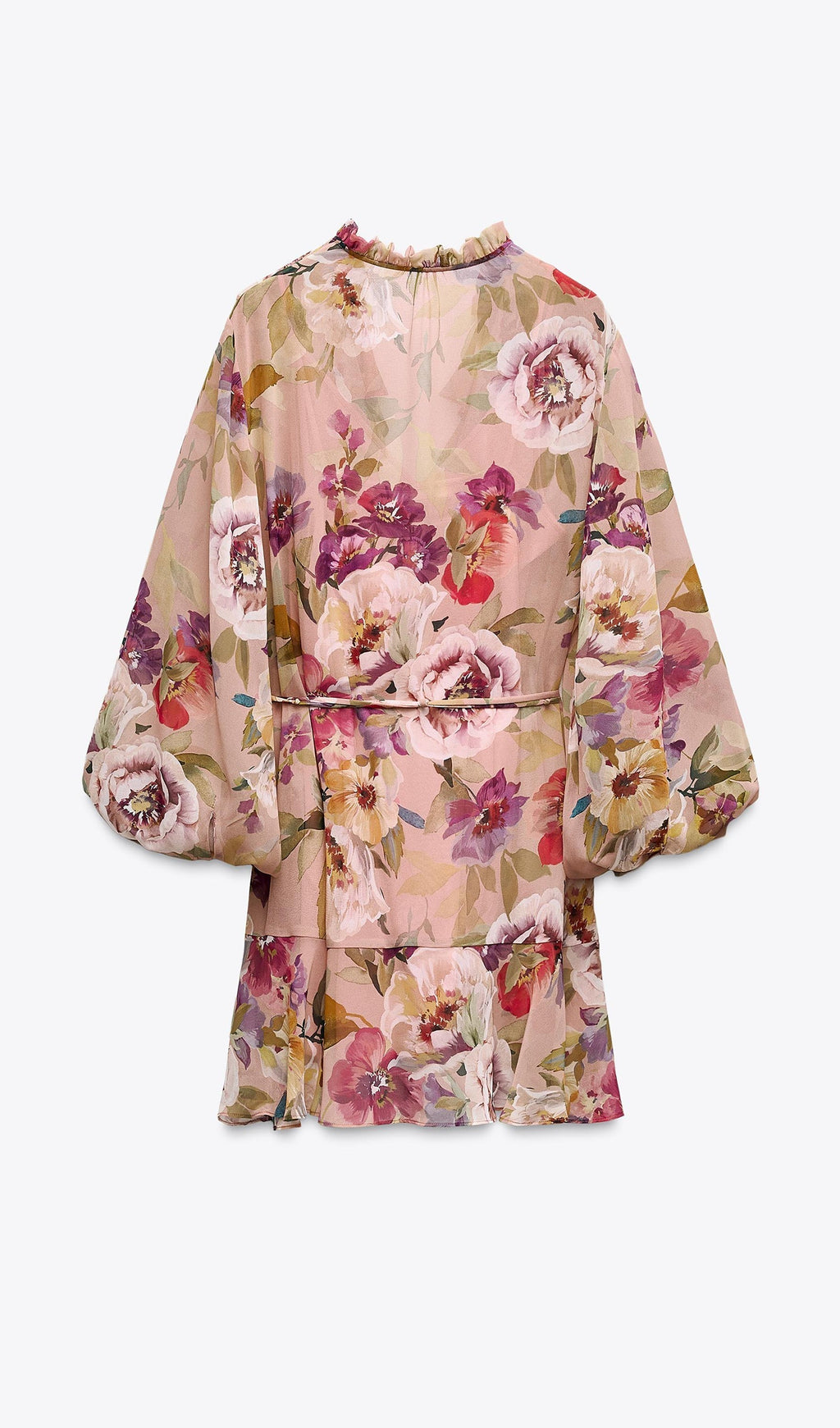 Çiçek Desenli Volanlı Mini Elbise