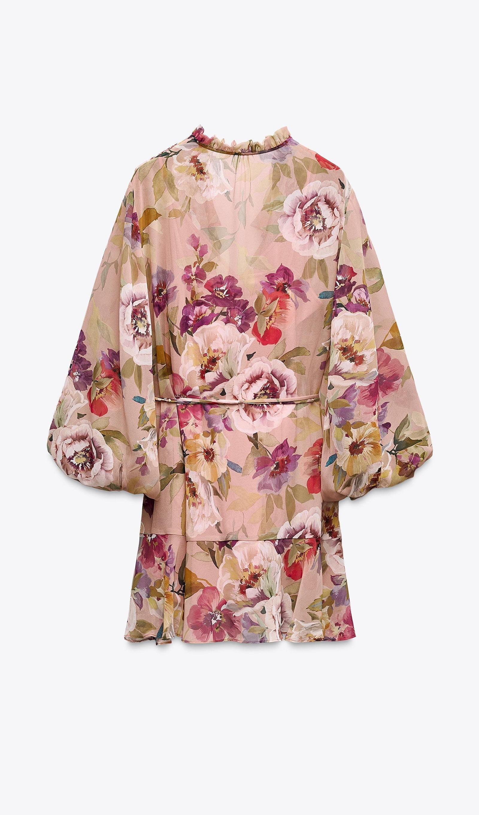 Çiçek Desenli Volanlı Mini Elbise