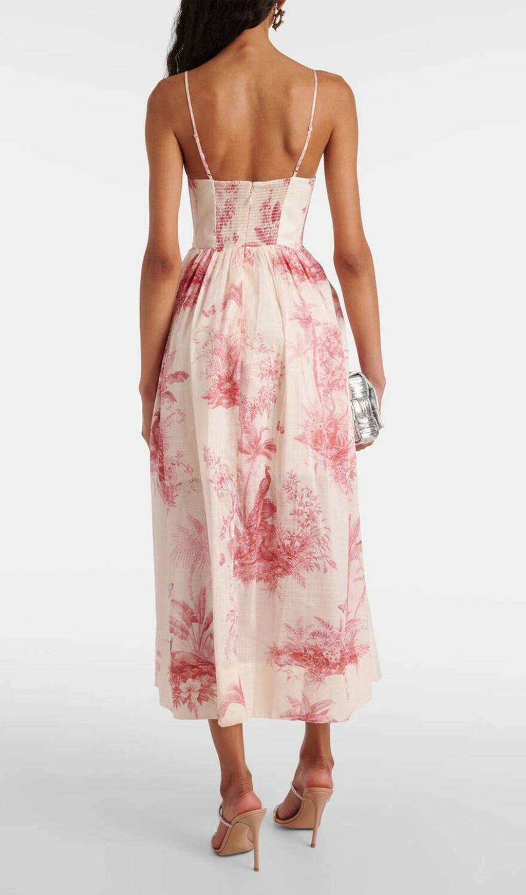 Baskılı Poplin Midi Korse Elbise