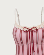 Pembe Çizgili Tankini Mayo
