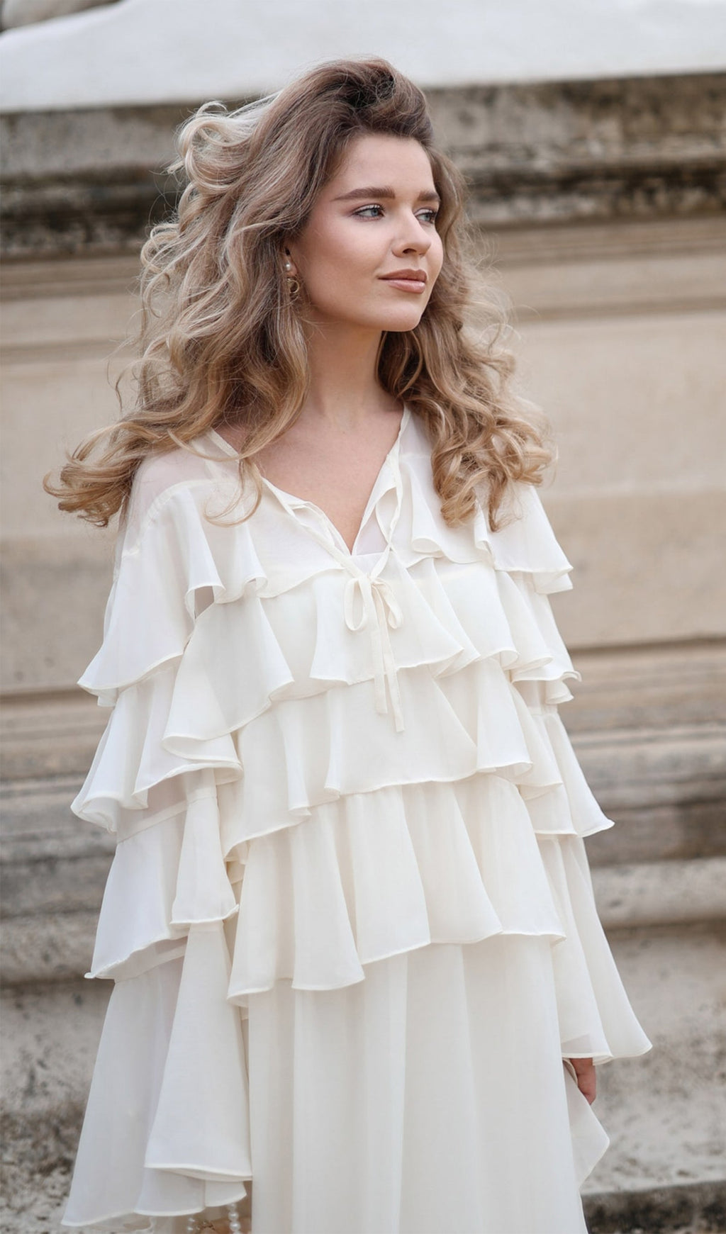 Volanlı Düz Uzun Elbise