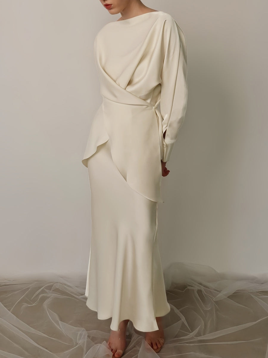 Zarif Çapraz Bağlamalı Düz Etek Takımı