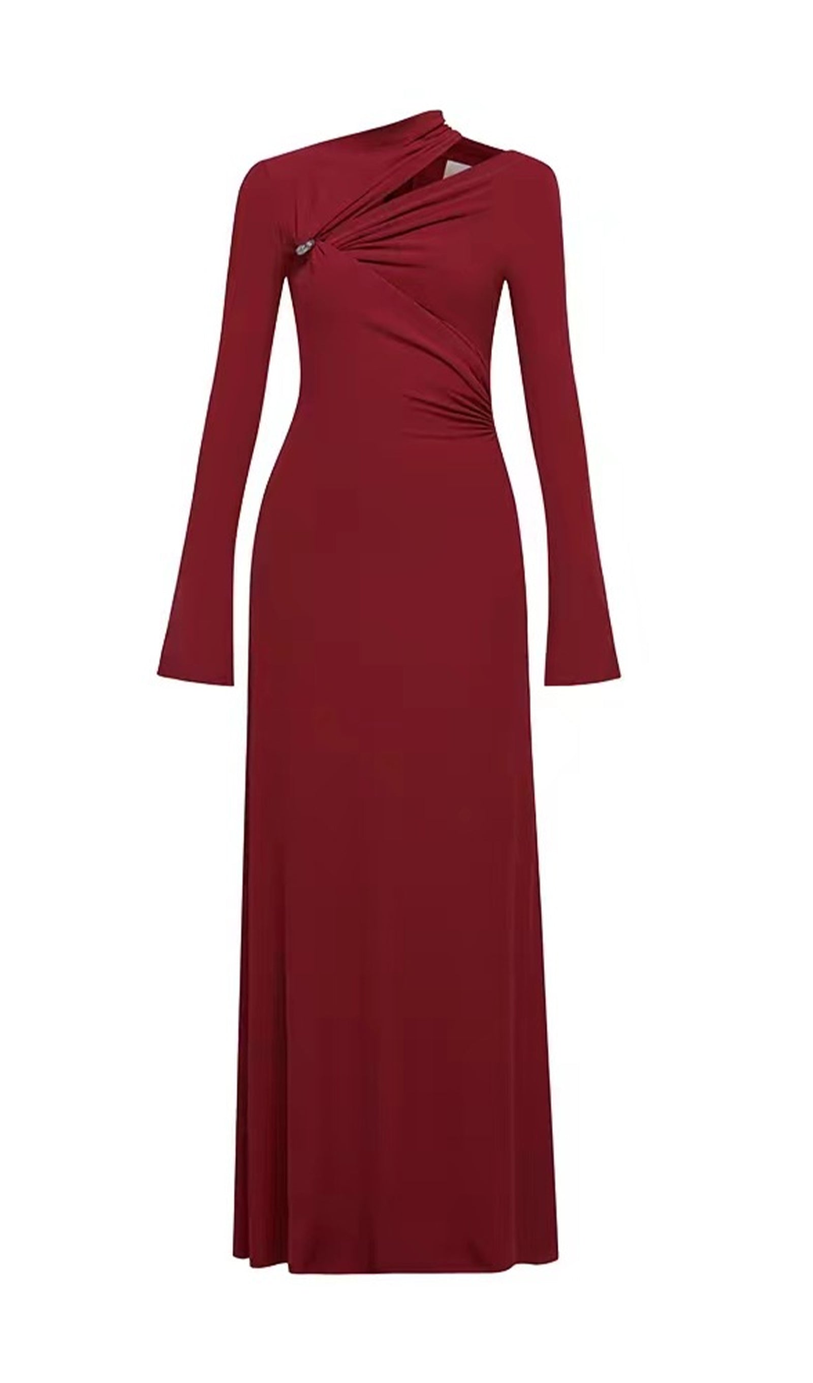 Hollow Out Metalik Dekorlu Uzun Elbise