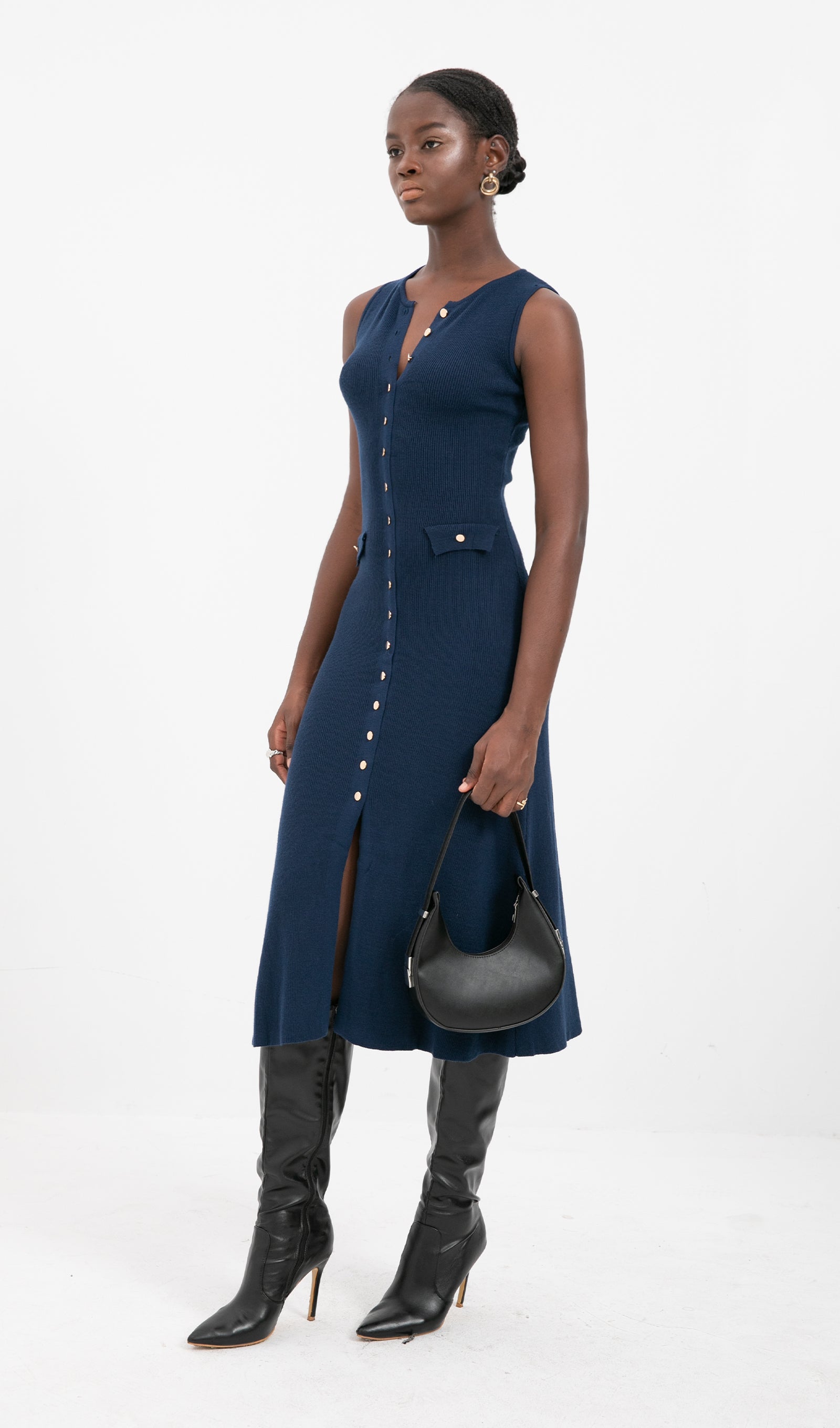 Trend A Kesim Örme Midi Elbise