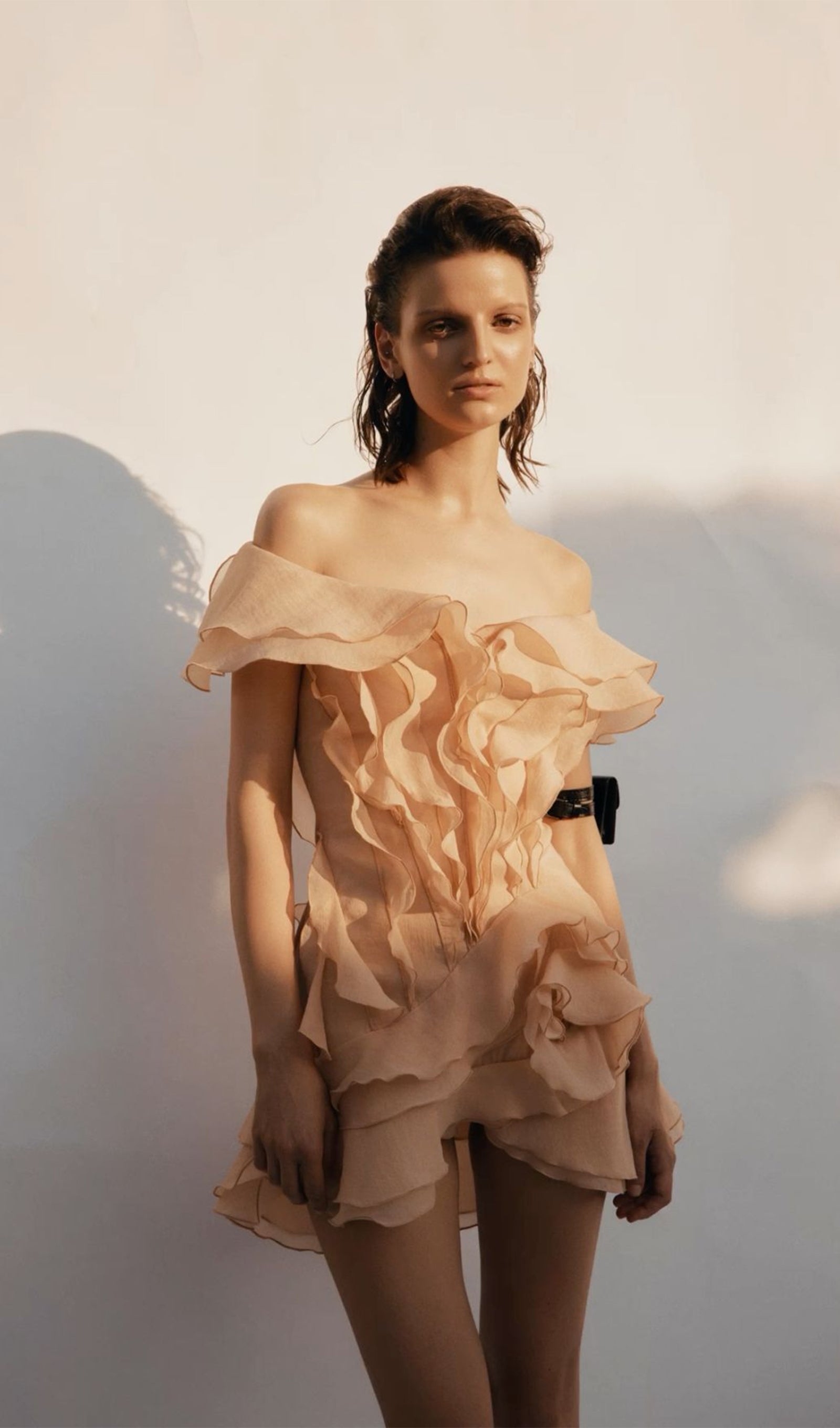 Katmanlı Volanlı Mini Elbise